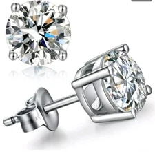 925 Sterling Silver Stud Earrings With High Quality Cubic Zirconia 7mm Unisex