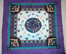 Vintage Wamcraft Bandana Purple Teal Aztec Native American Geometric USA 90s
