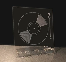 Vinyl Record Display, Now Playing Stand, Album Holder - Engraved Clear Acrylic