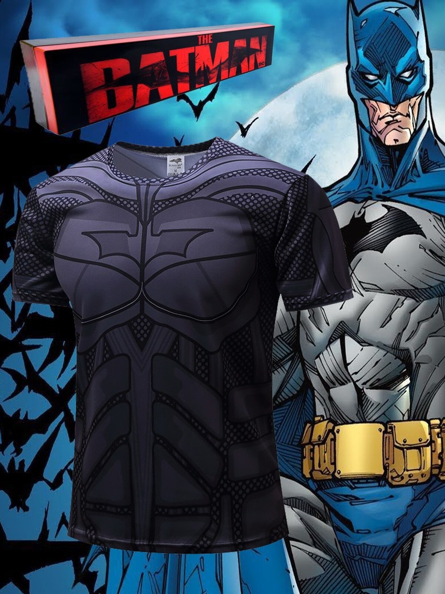 NEW! THE BATMAN BLACK SHORT SLEEVE COMPRESSION SHIRT SIZES US M