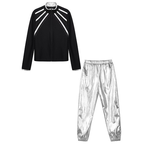 Children Girls Outfit Stand Collar Tracksuits Dance Sets Long Sleeve Pants 2pcs - Picture 30 of 38