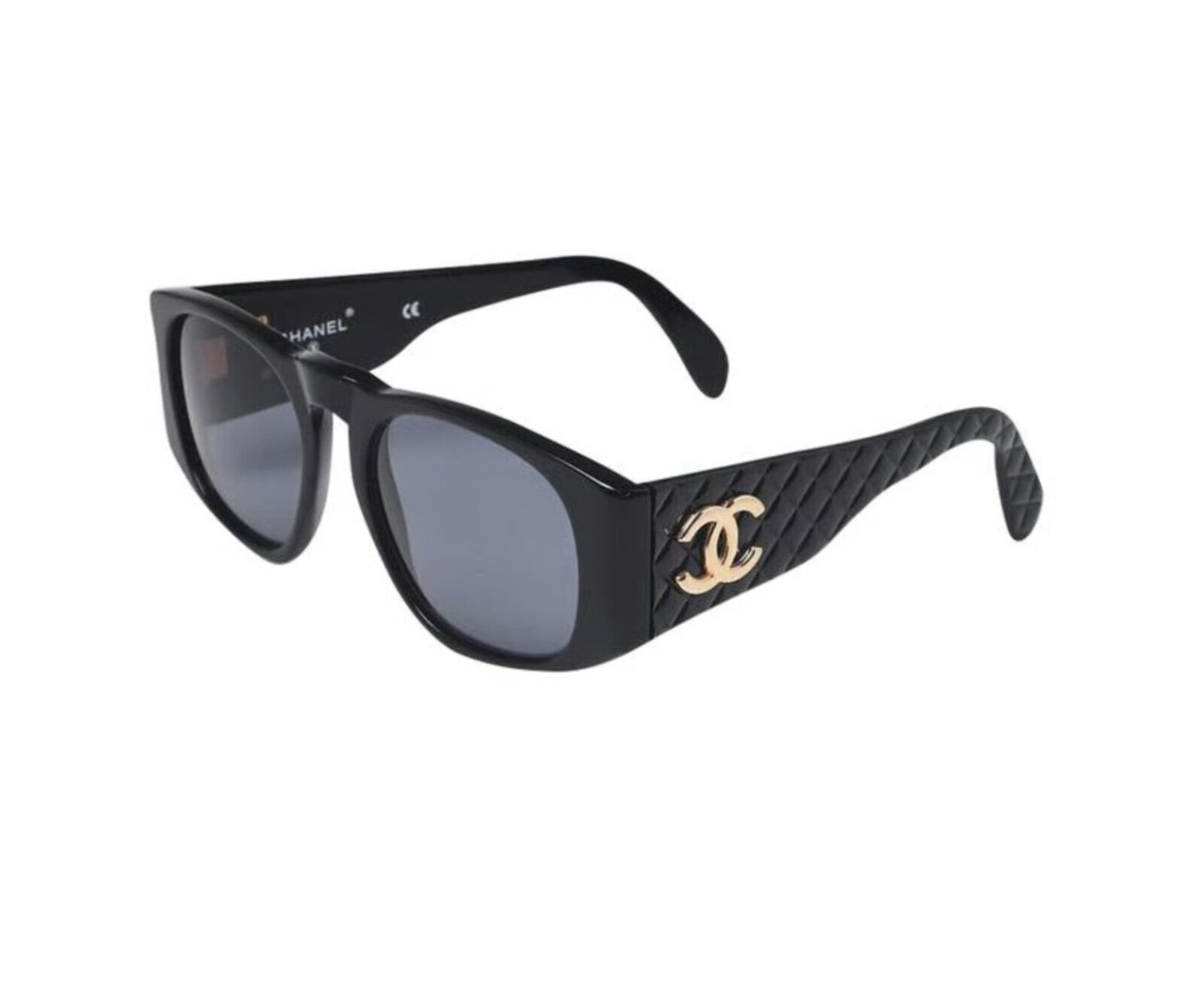 Vintage Chanel Black Quilted Sunglasses For Sale at 1stDibs