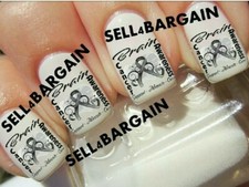 Support Advocate Cure Brain Cancer Awareness Gray RibbonNail Art Decals