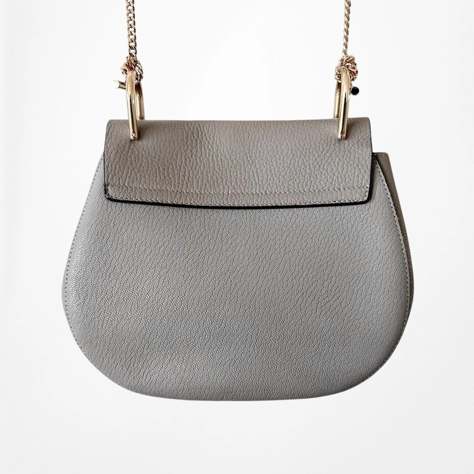 Сумка через плечо Chloe Drew серая золотистая фурнитура седло круглая средний размер кожа - Изображение 2 из 4