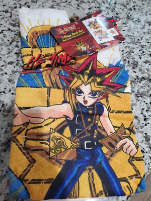 遊戯王 Yu-Gi-Oh! sheets vintage cloth ANIME Rare Vintage 1996 Yu-Gi-Oh! 3 Piece Bath Set Bath Towel + Two