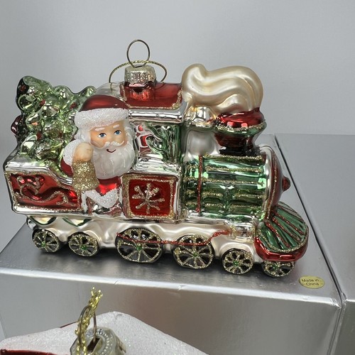 Set of 4 Glass Blown Christmas Ornament Set by Valerie Parr Hill Santa Snowman - Picture 20 of 24