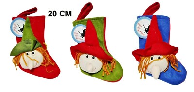 NATALE BEFANA CALZA CON FIGURA IN PELUCHE 20 CM SOCKS WITH PLUSH
