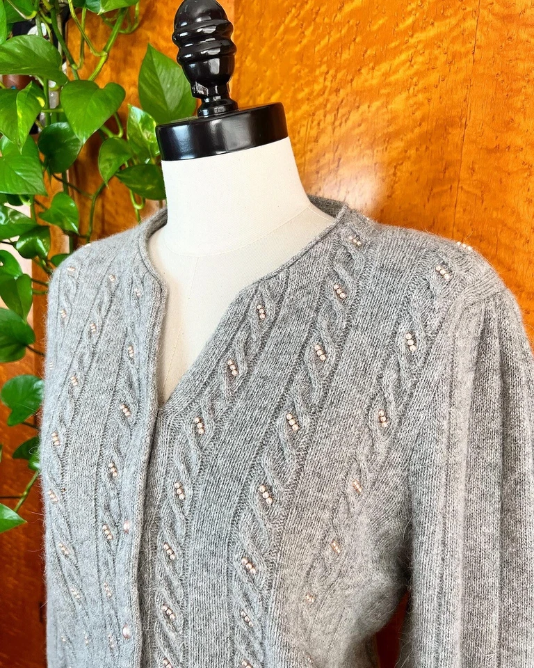 Cárdigan Suéter CASUAL CORNER 80’s Vintage 90’s Angora Perlas Lana de Cordero M L Foto 2 de 4