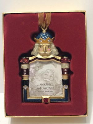 Costco Photo Frame Metal Rhinestone Enamel Ornament Nutcracker King New in Box