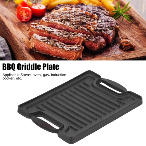 Gusseisen Bratpfanne Tablett Wendeplatte groß 36x25cm Grill Pfanne Tablett