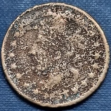1837 Hard Times Token Copper One Cent 1c Circulated Det 180° rotated dies #68444