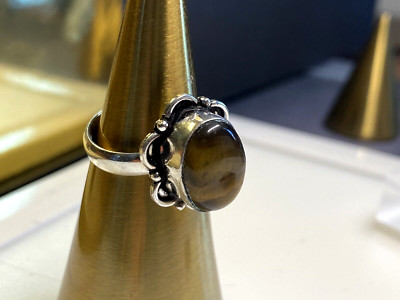 Sterling Silber 925 Ring Tigerauge 6,32 g Größe P1/2