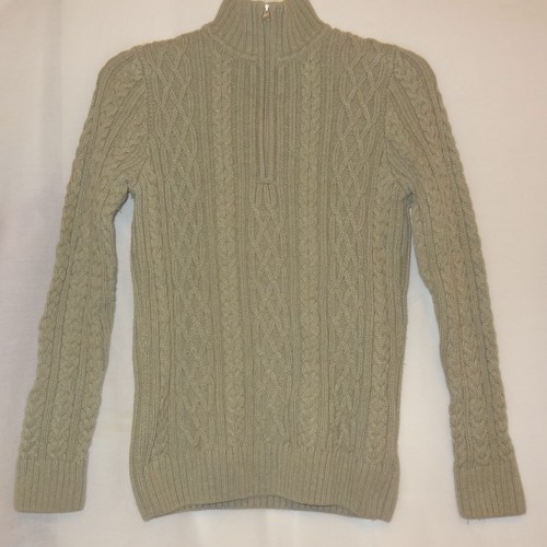 Sweater Green Turtleneck Cable Knit 