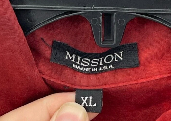 Camisa Mission USA Para Hombres XL Rojo Ángel Gráfico Manga Larga Abotonada Rockabilly Foto 3 de 4