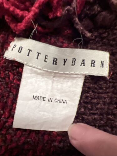 Pottery Barn Plaid Chenille Throw Blanket Wine Fringe 48"x60" - Picture 12 of 12
