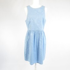 Light blue floral cotton 4C sleeveless A-line dress 12