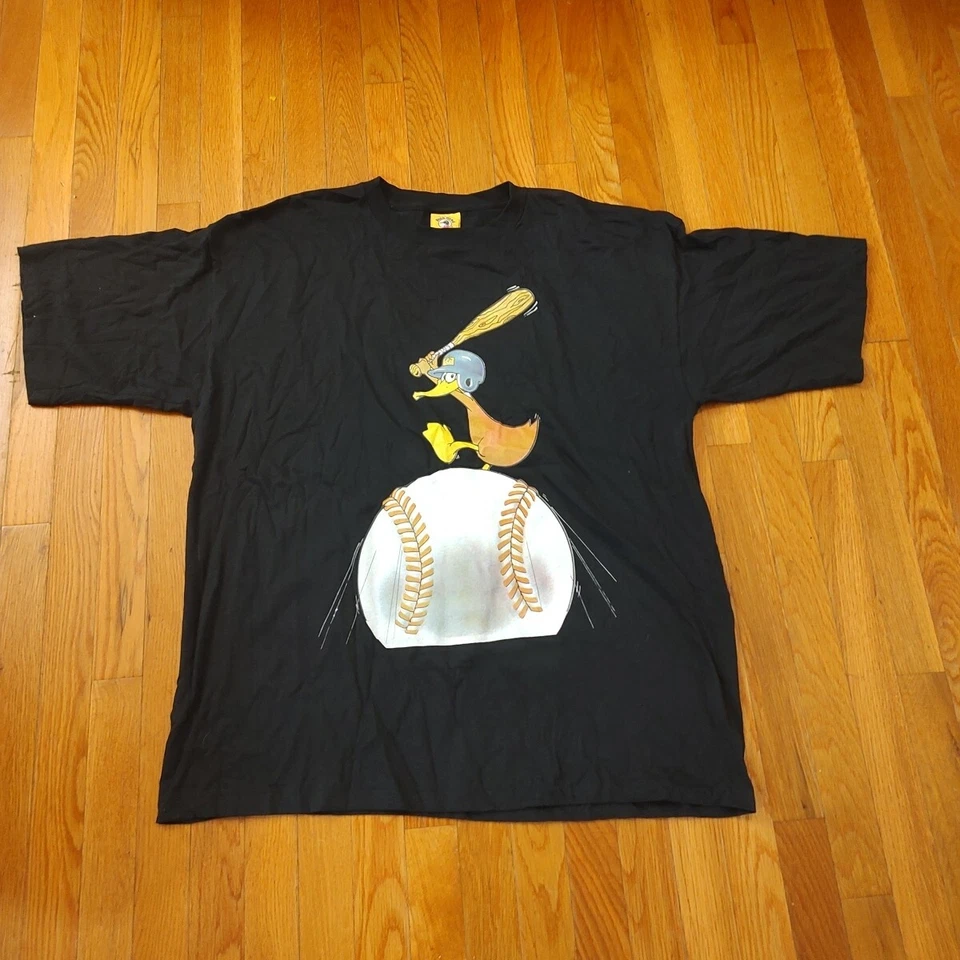 1993 Duck Head Duck Baseball Shirt Mens XL Black Two Sided Print T Shirt  - Image 2 of 4