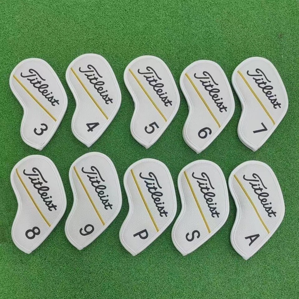 10Pcs Golf Iron Covers Headcover For Titleist Taylormade Classic Yellow-Line - Image 4 of 4