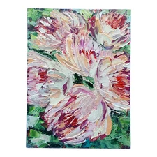 Peonies Flowers 3D Original Painting Modern Semi-Abstract Art Handmade Wall Art