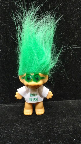 Vintage Troll Doll 3" Russ St. Patrick's Day " 100% Irish " with Glasses - Picture 1 of 5