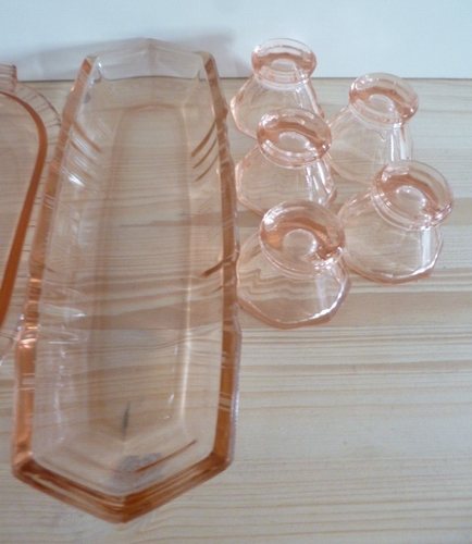 Rosalin Schnapsgläser mit Tablett - Art Deco 50/60 er Jahre - 2 Sets siehe Foto - Bild 3 von 7