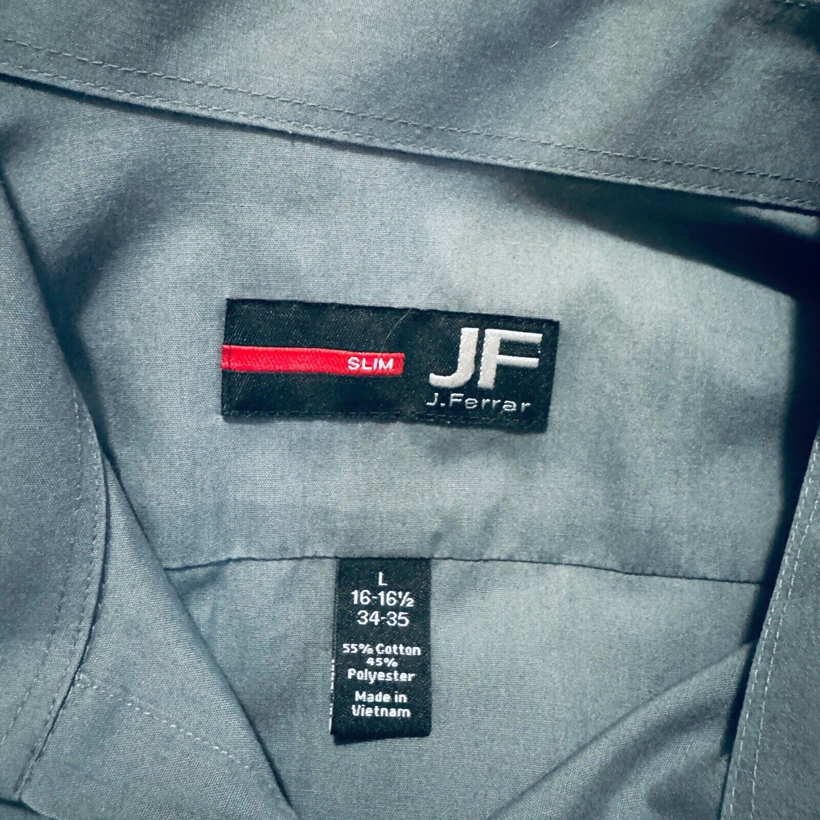 JF J. Ferrar Dress Shirt Slim Fit Gray Mens Size … - image 3