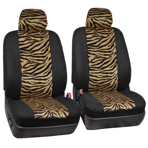 Beige/Black Zebra Animal Print Full Seat Cover Set Fits Car Truck Van SUV- 12 PC - Picture 7 of 8