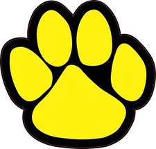 5in x 4.75in Yellow Paw Print Vinyl Sticker Car Truck Vehicle Bumper Decal