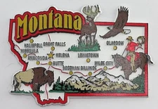 MONTANA STATE MAP AND LANDMARKS COLLAGE FRIDGE COLLECTIBLE SOUVENIR MAGNET