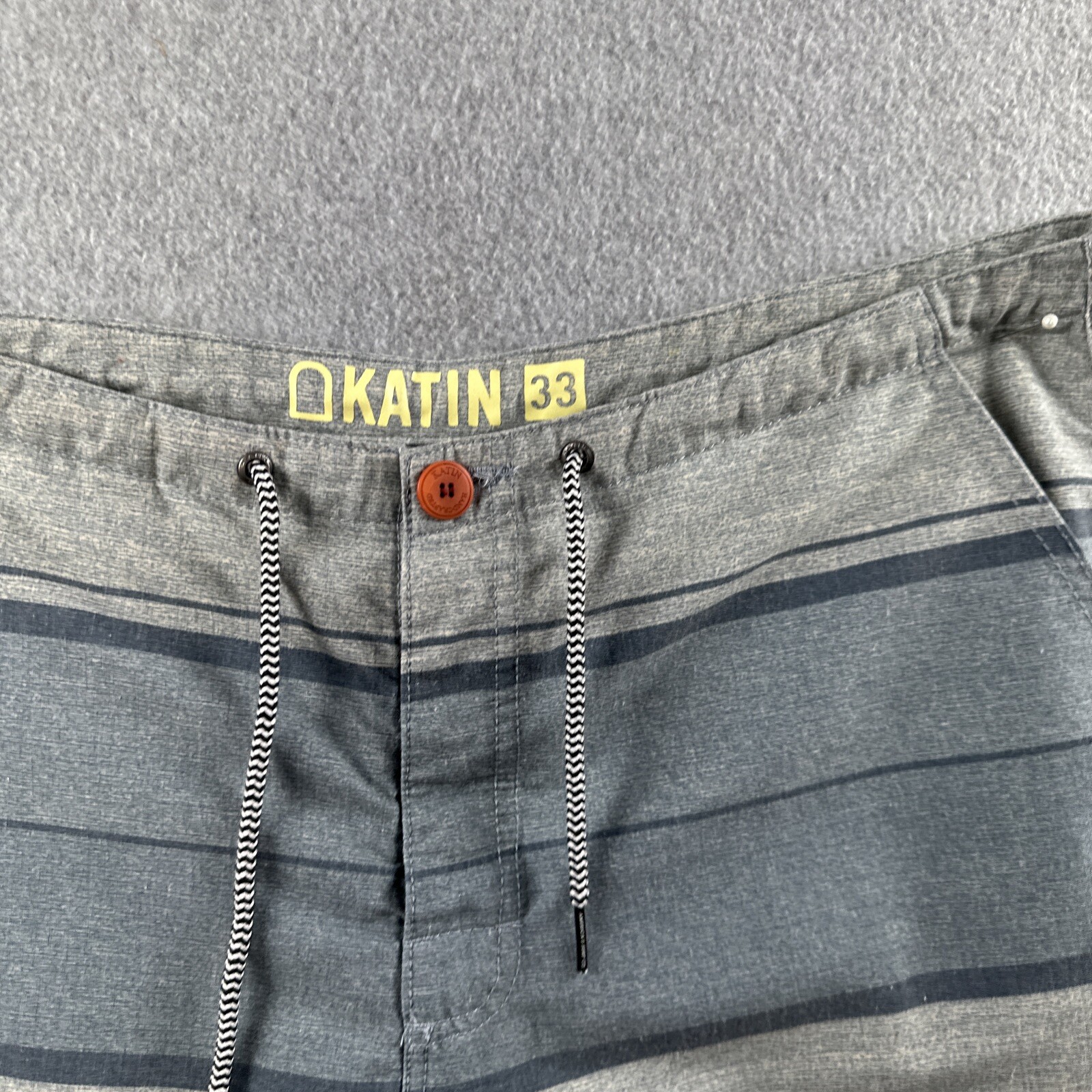 Katin Board Shorts Mens 33 Gray Stripe Unlined Swim Surf Shorts 8