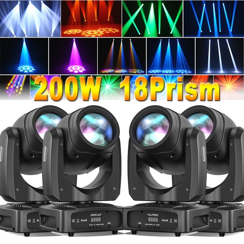 4Pcs 200W LED Moving Head Stage Lights Prisms Patterns DMX Gobo Beam Spotlight - Picture 17 of 17