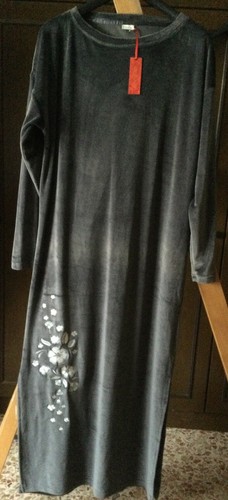 Velvet dress with embroidery YAMAMAY Woman, gray color, size M, long Abito  lungo | eBay