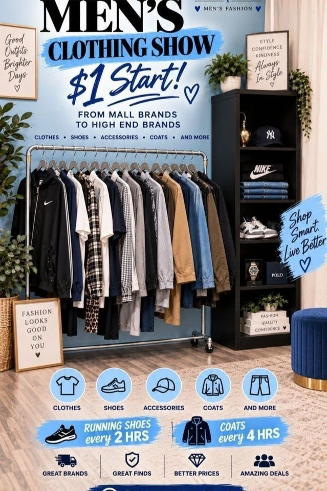 $1 Start Men Apparel Clothing Shoes Hats and More