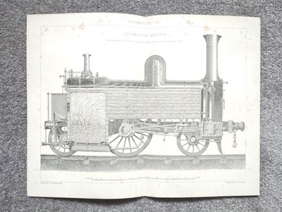 Beispiel Lokomotivmotoren (Züge) - antiker Druck - 1875