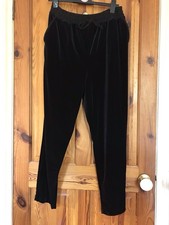 V by Very Velvet Joggers Womens S14 Black Plain Soft Velour Loungewear Trousers