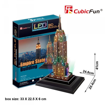 CubicFun 3D Puzzle BUILDING NEW YORK SKYSCRAPER EMPIRE with Led Lights