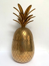 9.5" / 24.5cm Vintage Retro Brass Pineapple Hollywood Regency Style Ice Bucket