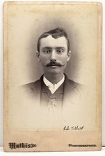 Antique 1880s Cabinet Card Man Handlebar Mustache Portrait Matthis, Rob Talbott