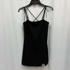Zara Black Mini Dress Sheath Thigh Slit Cross Back Straps XS