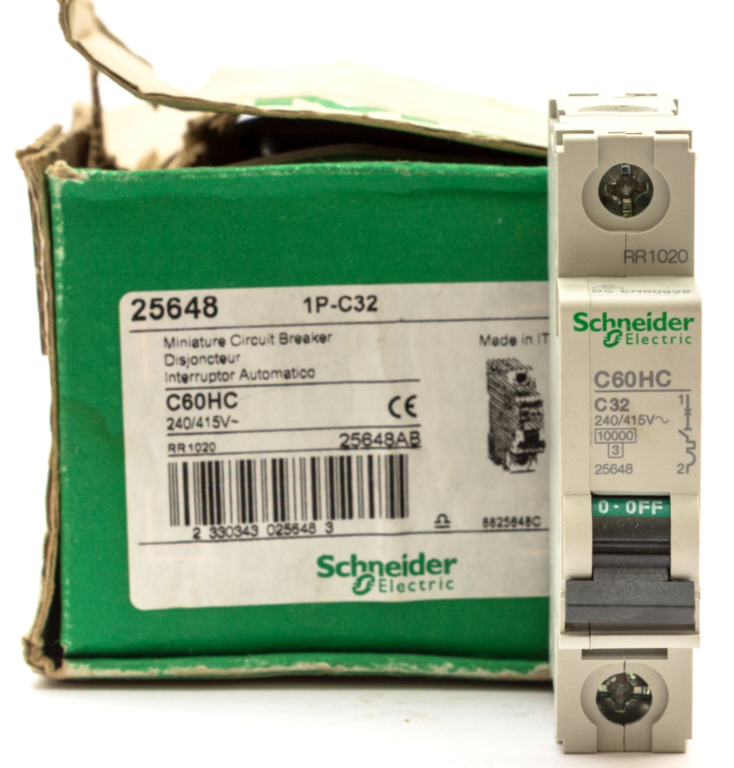 SCHNEIDER 32 AMP 32A CURVE C 10kA MCB CIRCUIT BREAKER SINGLE 1P C60HC 25648