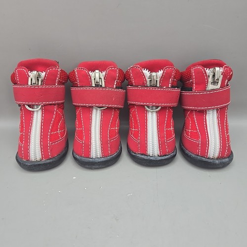 Gooby Hound Hikers Dog Boots with Zipper And Hook-&-Loop Non-Slip Red Size 3