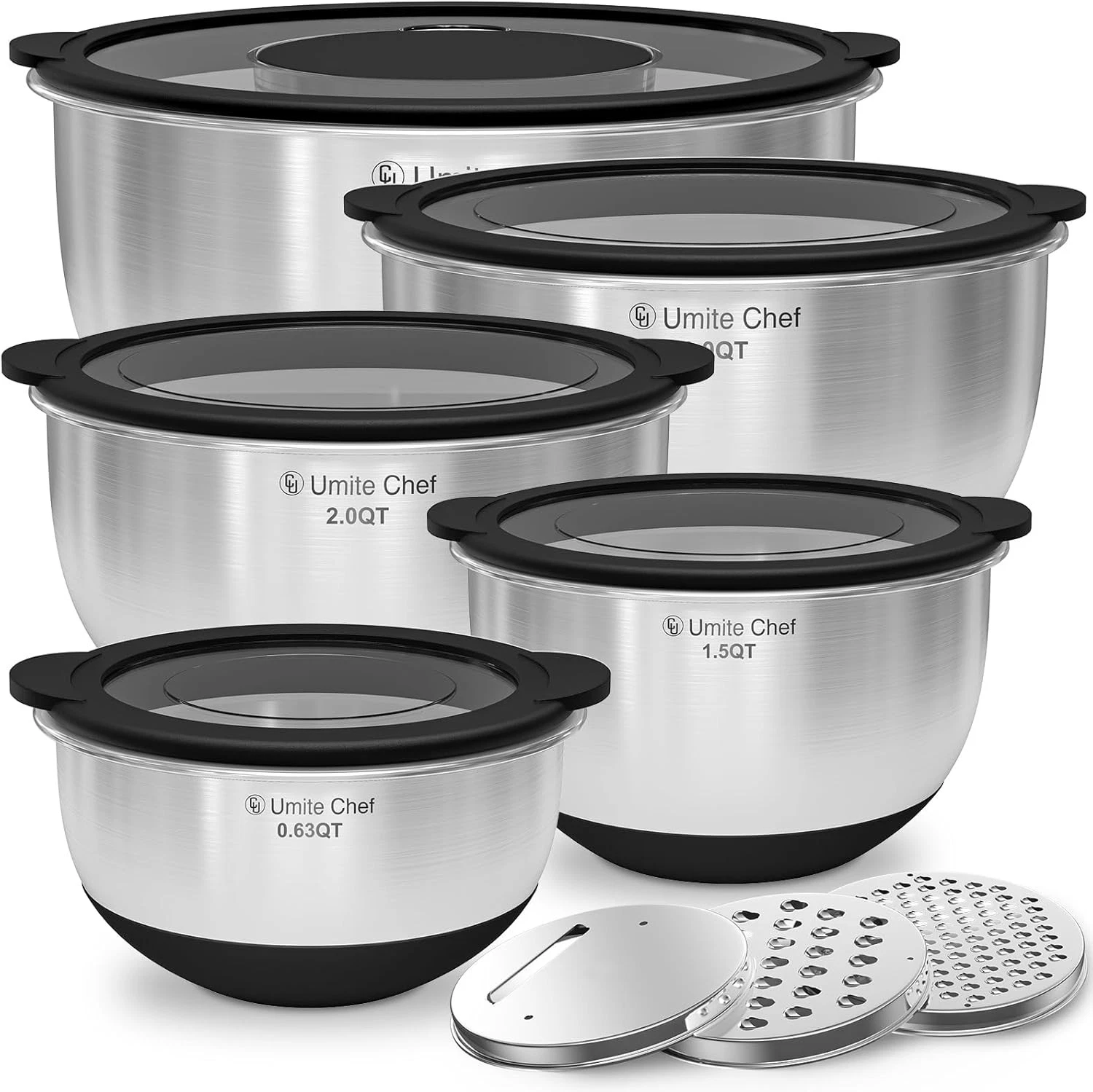 Stainless Steel Mixing Bowls with Lids Set Non Slip Airtight Nesting 5 Bowl
Opens in a new window or