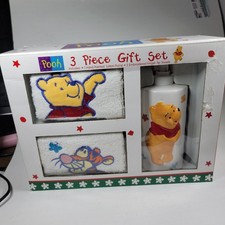 Vintage Disney Winnie The Pooh 3 Piece Hand-Painted Ceramic Bathroom Set Towel
