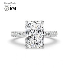 Radiant Solitaire Labgrown Diamond Engagement Ring 14k White Gold 5.35 Ct