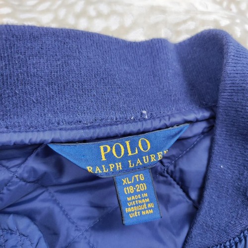 Polo Ralph Lauren Mens Youth Navy Blue Quilted Bomber Jacket Size XL 18-20 - Picture 3 of 8