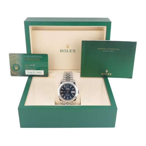 Rolex 126300 Datejust 41 mm Blue Index Dial Jubilee Bracelet Box and Papers 2022