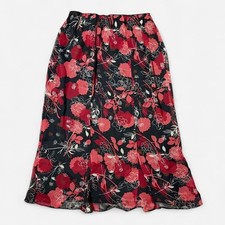George Woman Vintage Y2K Red Black Floral Sheer Overlay Maxi Skirt