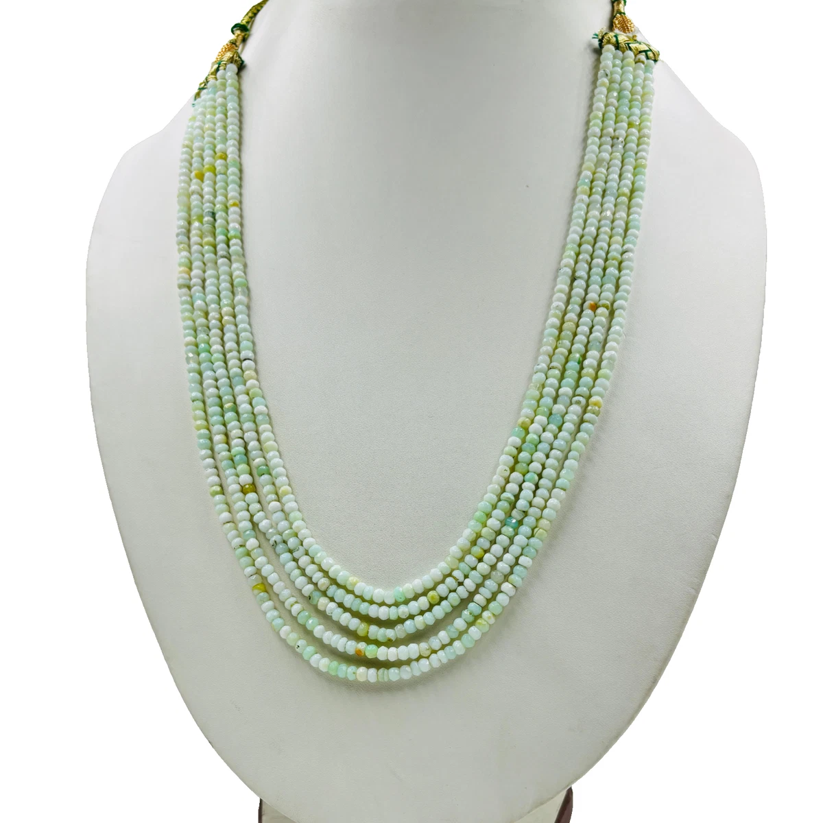 Collana Di Perline In Giada Naturale Verde Sfaccettata - Rondelle 2x4 Mm, Argento, Lunghezza Regolabile - Foto 4