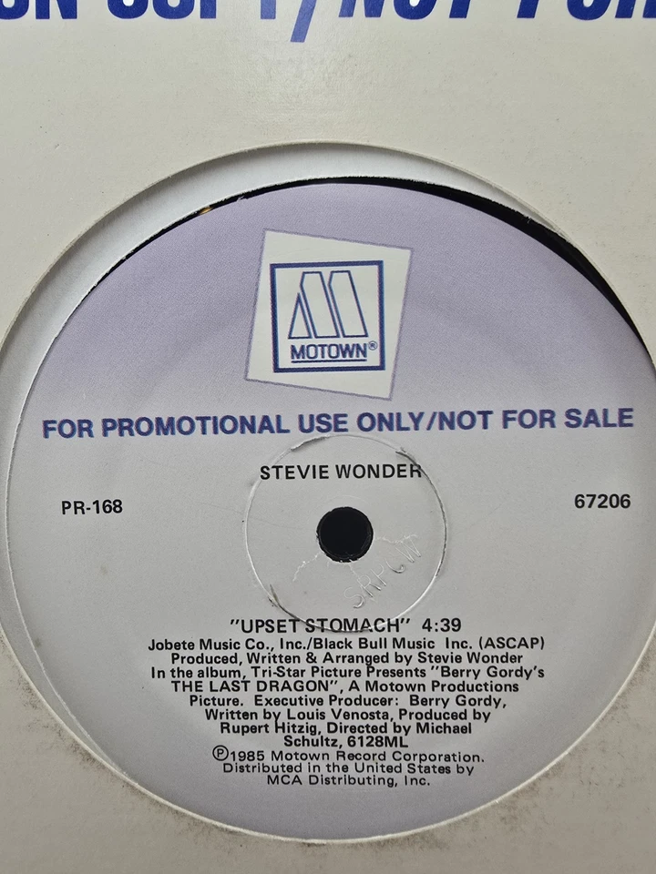 RARE Stevie Wonder Smokey Robinson Upset Stomach Record Motown 12" SINGLE Promo — 第 2/4 张图片