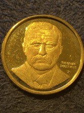 White House Historical Association 24K Solid Gold Presidential Medal Roosevelt